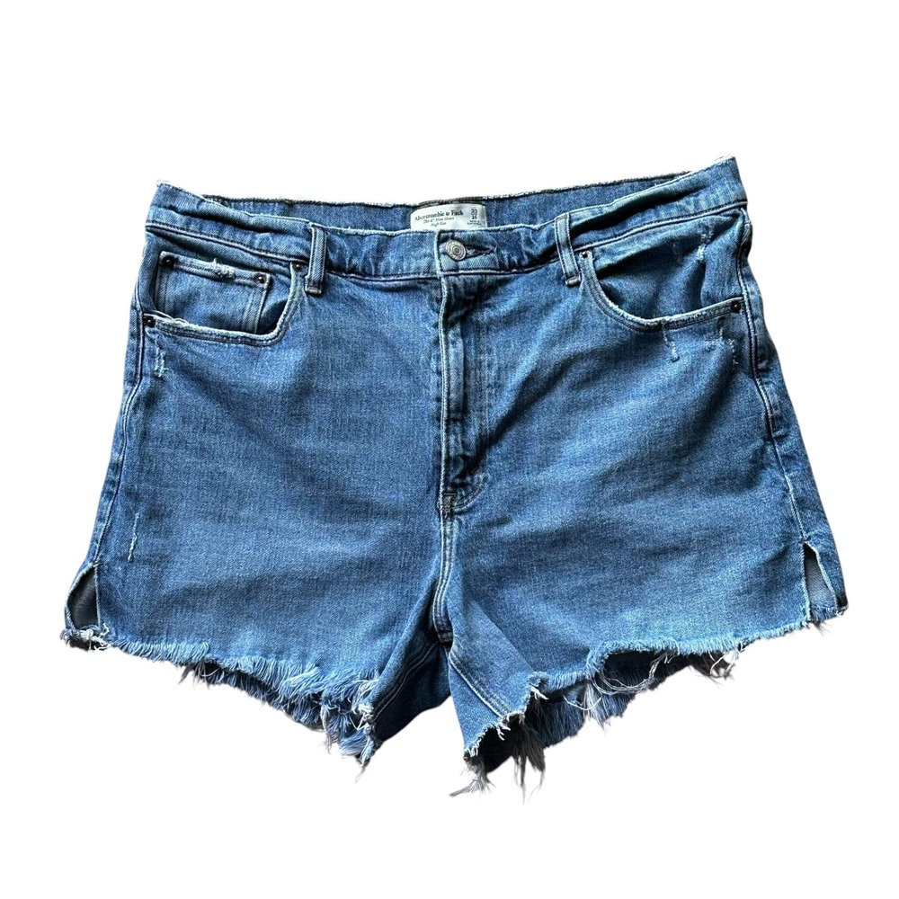 Abercrombie & Fitch The 4 Inch Mom Short High Rise Denim Medium Wash Size 33 16